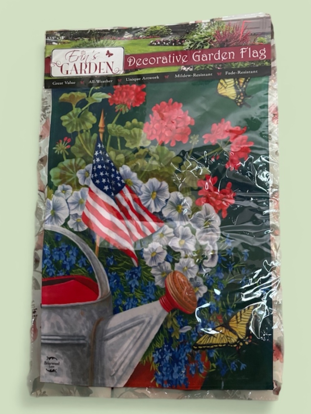 PATRIOTC GARDEN FLAG.